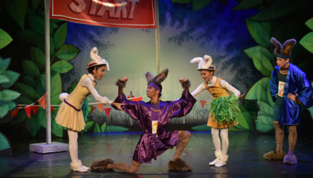 Natalia Kerner, Luke Francis, Jenny Hackwell and Archie Sullivan in Tortoise & the Hare. Photo Brian Slater.