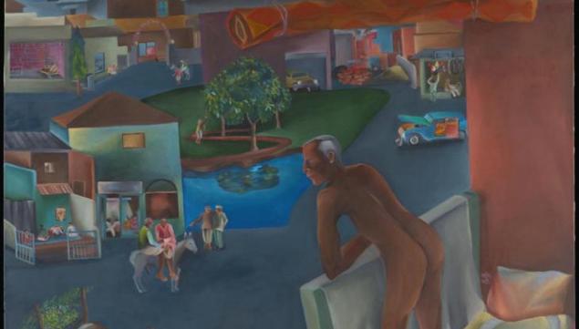 DETAIL: Bhupen Khakhar artist, You Can't Please All 1981, Purchased 1996 © Bhupen Khakhar, Tate Modern London