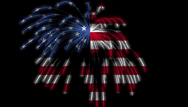 The American Flag in Fireworks by Beverly & Pack