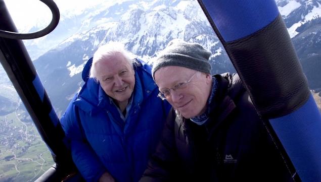 Mike Gunton with David Attenborough during filming for Planet Earth II