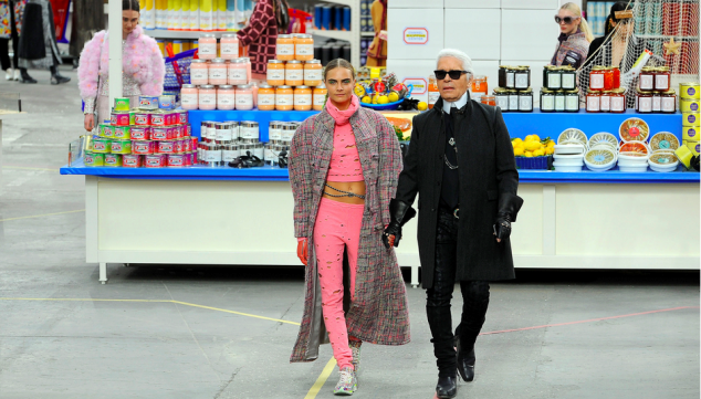 Karl Lagerfeld's Chanel fashion show was set in an imaginary supermarket