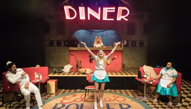 Roller Diner, Soho Theatre, Joe Dixon, Lucy McCormick, Lucie Shorthouse, Rina Fatania. Photo: Helen Maybanks