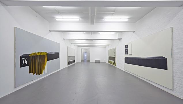 Bench Paintings nos. 55, 77, 74 and 50 at DRAF, 2014. Courtesy: the artist and David Roberts collection, London. Photo: Matthew Booth.