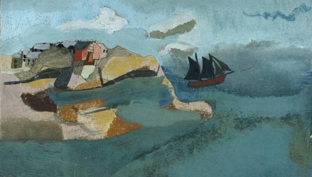 Ben Nicholson, c.1930 (Cornish Port), oil on card, 21.5 x 35 cm, Courtesy of Kettle’s  Yard, University of Cambridge/ © Angela Verren-Taunt 2013. All rights reserved,  DACS