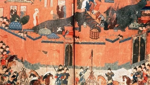 Mongols, led by Hulagu, capturing Baghdad in 1258