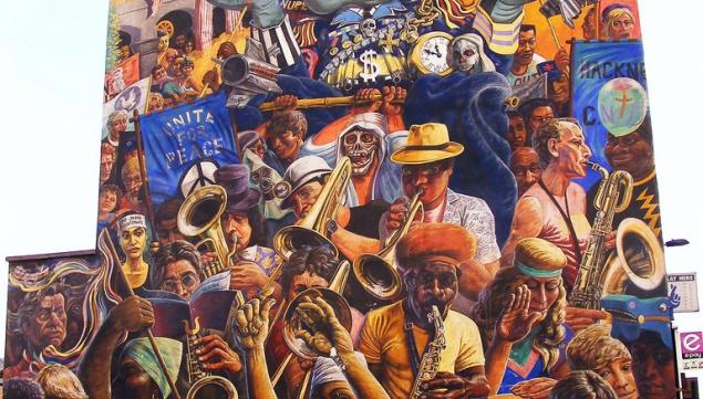 The Hackney Peace Carnival Mural, courtesy of The London Mural Preservation Society