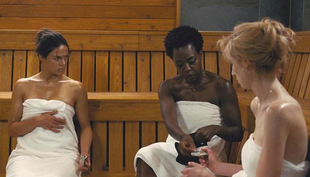 Viola Davis, Michelle Rodriguez and Elizabeth Debicki rest up for the heist of a lifetime