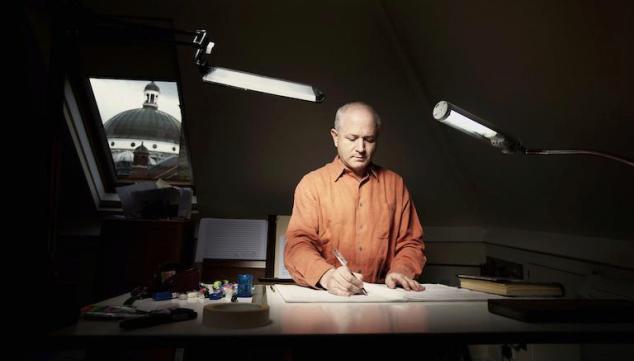 Composer Sir George Benjamin at work. Photo: Matthew Lloyd