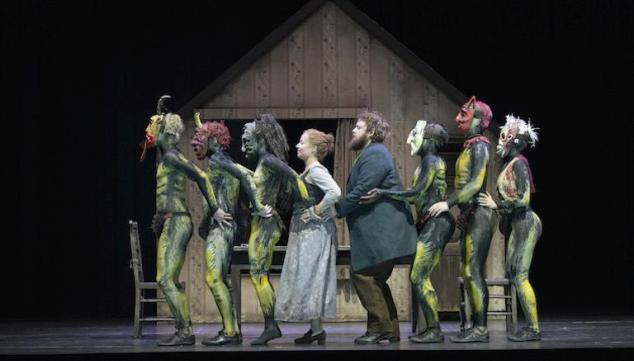 A crowded first date for Marguerite (Julie Boulianne) and Faust (Allan Clayton) at Glyndebourne. Photo: Richard Hubert Smith