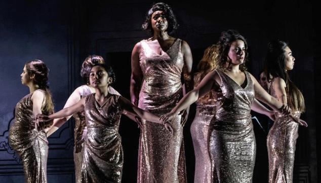 Elizabeth Llewellyn (centre) in the title role of Manon Lescaut at Opera Holland Park. Photo: Ali Wright