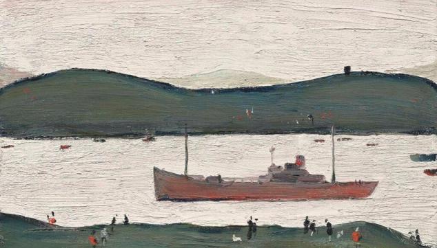  L.S. Lowry, A River Scene, on the Clyde, 1965, Oil on canvas, 25.4 x 35.6 cm. Courtesy of Clarendon Fine Art.