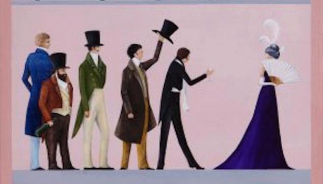 A wealth woman attracts suitors aplenty in Opera Holland Park's The Merry Widow. Artwork: Rebecca Campbell