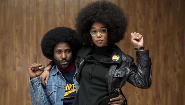 John David Washington and Laura Harrier in BlacKkKlansman