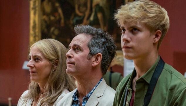 Saskia Reeves, Tom Hollander, and Tom Taylor in Us, BBC One. Photo: BBC