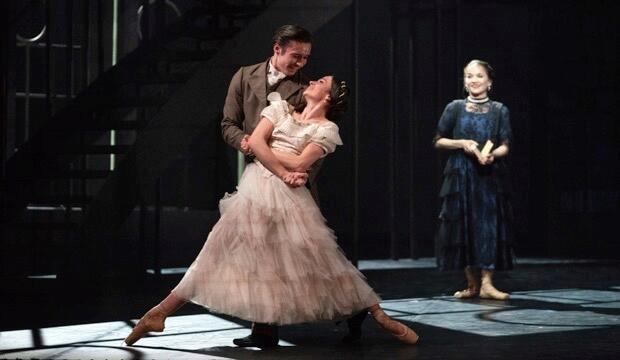 Abigail Prudames as Victoria, Joseph Taylor as Albert, Pippa Moore as the older Princess Beatrice.  Photo: Emma Kauldhar