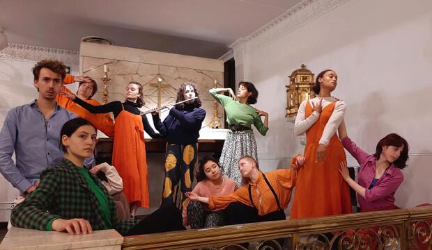 LCDS students rehearsing in St Pancras Church. Photo: Kim Taylor