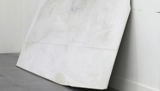 Lydia Gifford Midday (Nape) 2012 Wood, canvas, chalk, gesso, sand, paint, 143 x 264 x 43 cm