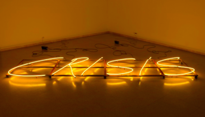 Nasan Tur Crisis 2014 Neon and steel 170 x 600 cm (67 x 236 in) Photo: Nasan Tur, 2014