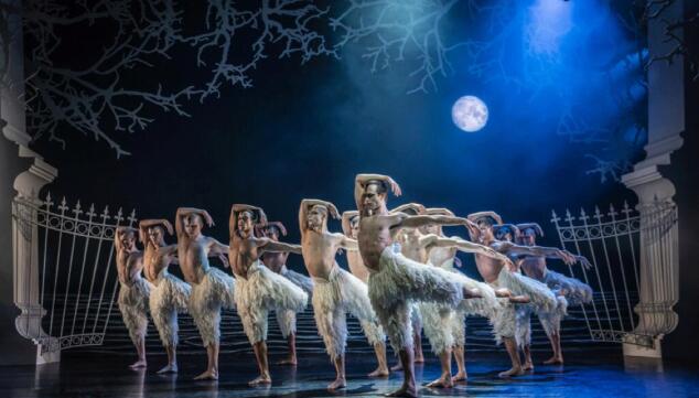 Matthew Bourne's Swan Lake. Matthew Ball as 'The Swan' and ensemble. Photo by Johan Persson