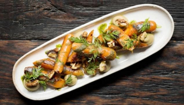 Chargrilled Carrots, Burnt Aubergine, Miso, Walnut Pesto