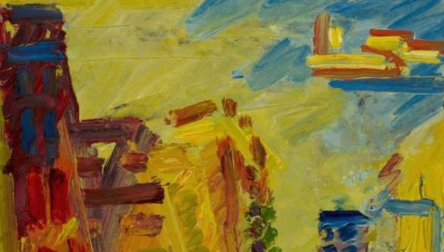 Frank Auerbach artist, Mornington Crescent, Summer Morning II, detail © Ben Uri