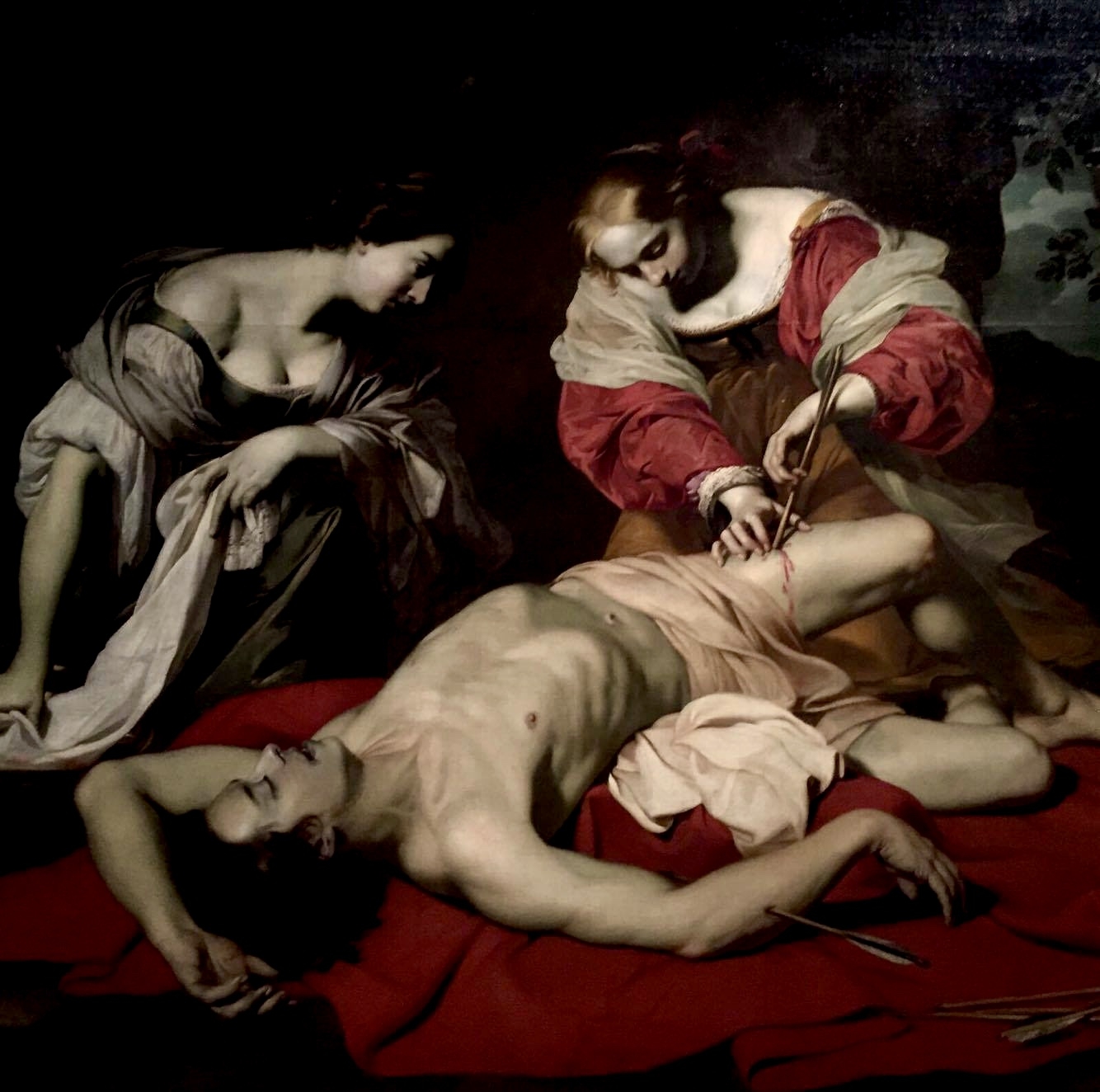 Nicolas Régnier, 'Saint Sebastian tended by the Holy Irene and her Servant', about 1626-30