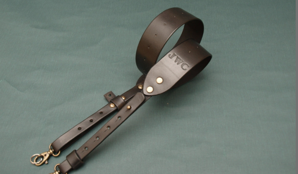 Snap happy: embossed leather camera strap