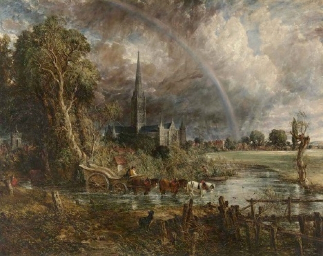 John Constable  Salisbury Cathedral from the Meadows,  exhibited 1831 oil on canvas 151.8 x 189.9 mm, courtesy of Tate